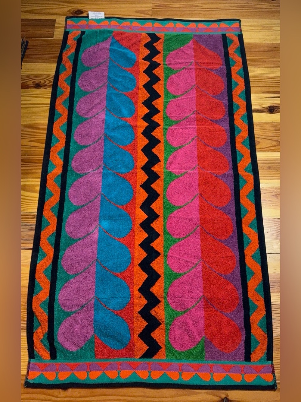 Vintage Royal Terry Beach Towel Bright Geometric Retro 80s 90s Cotton